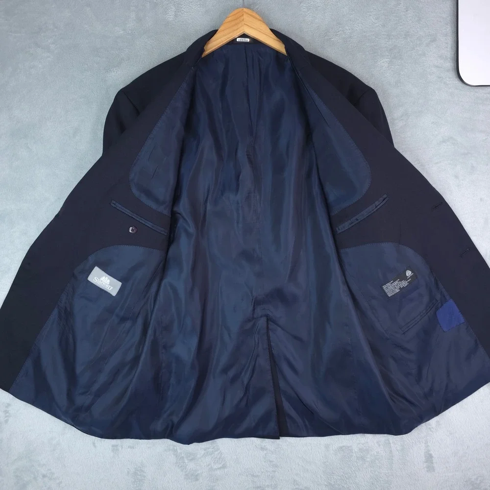 Stafford Executive Blazer Mens 44R Navy Blue‎ Wool Sport Coat